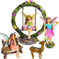 Mood Lab Fairy Garden Figurines with Swing - Miniature Decor Set (6 pcs) - Statues & Accessories - Outdoor & Indoor Garden Decor by MoodLab