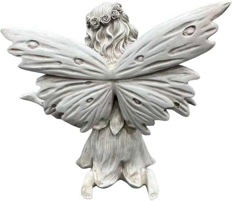 12.80" Garden Fairy Figurine, Resin Angel Bird Feeder Statue with Leaf Tray - Image 7