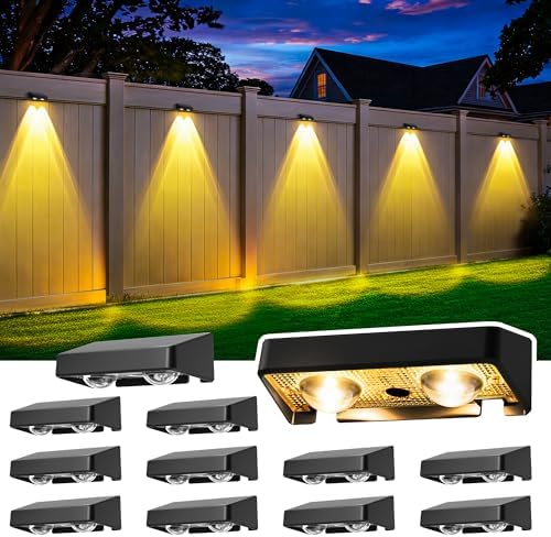 Solar Fence Lights Outdoor, Color Changing, Waterproof IP65, 12 Pack by Unknown