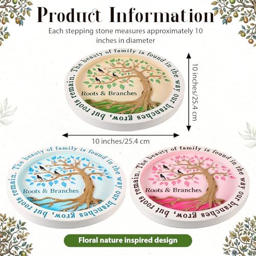 Cinnvoice 3 Pack Tree of Life Stepping Stones Outdoor for Garden, 10 Inches - Image 2