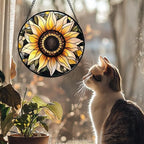 Retro Sunflower Stained Glass Window Hanging Suncatcher Gifts for Mom 9.8" - Image 3