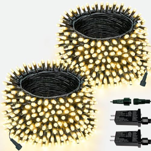 2 Pack Extendable Christmas String Lights Indoor Outdoor 400 LED Warm White by Halloween