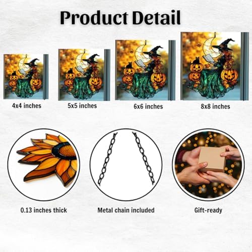 Funny Witch Spell Jack Lantern Acrylic Suncatcher - Image 2