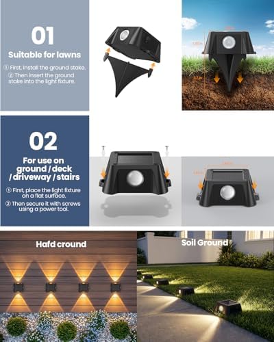 TECKNET Solar Driveway & Deck Lights,9 Colors+3 Dynamic Modes,IP68,12 Pack - Image 5