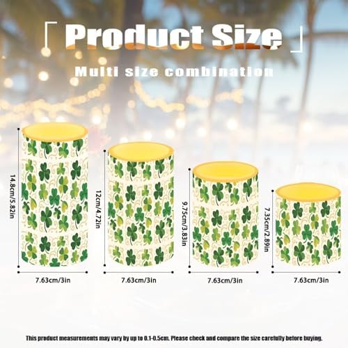 4 Pack Battery Operated Candles with Timer and Remote Shamrocks White Flameless Candles for Home Decorations LED Lights for St Patrick's Day Dining Table Party - Image 3