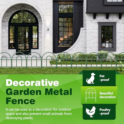Decorative Garden Fence 32.5ft x 17in - 30 Pack Rustproof Metal No Dig Fence Animal Barrier, Arched Bed Edging Classic Style Wire Border Panel Fencing for Yard Patio Outdoor Decor, Green - Image 7
