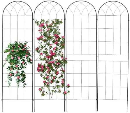 4 Pack 71x20inch Metal Rustproof Garden Trellis，Decorative Garden Fencing Flower Trellis with Black Metal Coating for Supporting Climbing Plants，Outdoor Roses, Vines, Flowers, and Vegetables by HEVIKE