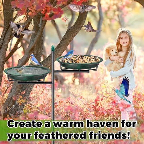 Metal Bird Bath for Outside, Vintage Freestanding Birdbaths Feeder Bowl, Stable & Easy to Clean Birdfeeder for Outdoors Garden Yard Lawn Decor (Retro Green) - Image 4