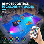 Solar Pool Light for Inground Pools Only, 56 LEDs 3-Sided 180° Wide Glow, Remote Control, 10 Colors 4 Modes, 3 Brightness Levels, Extendable Underwater Effect, IP68 Waterproof, 1 Pack - Image 5