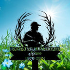 Personalized Hunter Grave Marker Hunter with Deer Antlers Memorial Garden Stake 8-24 inch Hunter Dad Loss Gift, Hunter Memorial Gift Loss of Loved One (Hunter with Deer Antlers) - Image 2