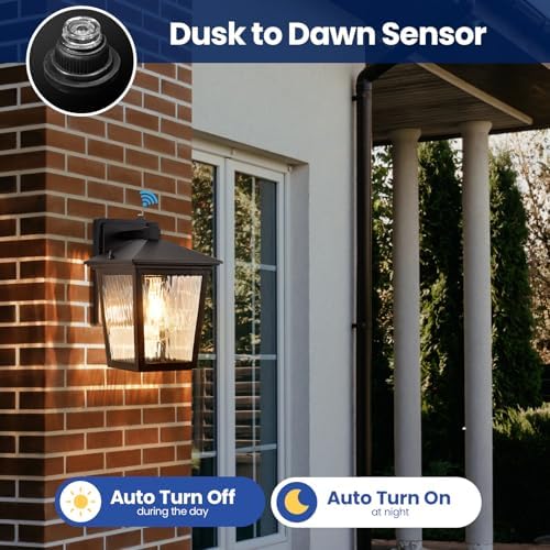Dusk to Dawn Outdoor Wall Sconce, Black Exterior Wall Lantern Light - Image 7