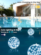 2 Pack Floating Pool Lights, White Solar Powered Pool Ball Light That Float - Image 6