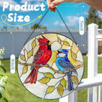 8″ Cardinal & Blue Jay Suncatcher, Stained Glass Window Hanging & Ornament, Window Decor, Holiday & Christmas Ornaments | Bird Lover Gifts, Gifts Exchange, Gift Ideas - Image 4