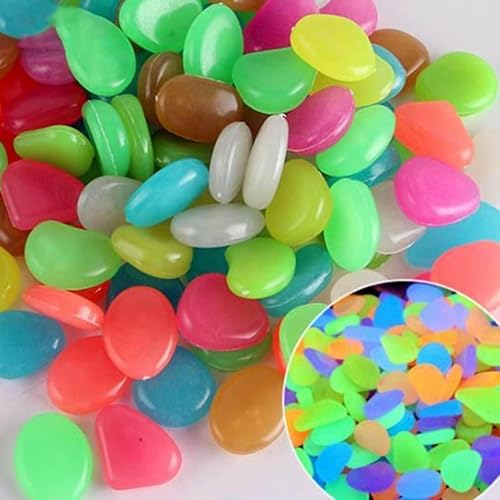 Colorful Glow in The Dark Garden Rocks,Outdoor Luminous Stones for Glow in the Dark Walkways, Artificial Landscape Rocks Night Guide Luminous Pebbles for Garden Lawn Path Yard Decor (800, Mixed) by Unknown
