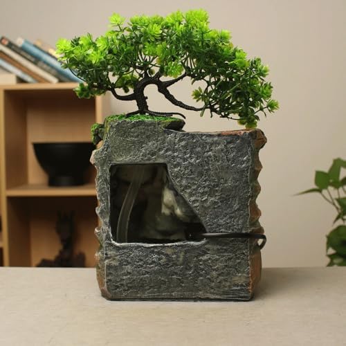 Resin Water Fountain Indoor Desktop Rockery Flowing Waterfall Ornaments Handmade - Image 2