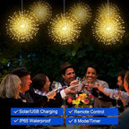 Solar Christmas Firework Lights Outdoor, 5 Pack 1000LED Solar Starburst Lights with Remote, 8 Modes Dimmable Waterproof Hanging Fairy Lights for Garden, Patio, Holiday Christmas Decor (Warm White) - Image 3