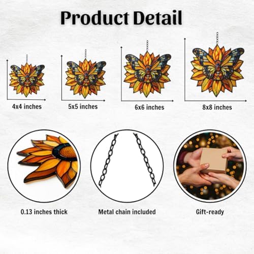 Sunflower Butterfly Acrylic Suncatcher - Image 2