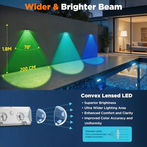 Solar Fence Lights Outdoor 8 Pack, RGB Glow LED Solar Lights Outdoor 13 Lighting Modes Solar Fence Lights IP65 Fence Light Solar Powered for Wall, Railing, Step, Patio, Pool, Backyard - Image 4