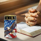 Poceacles Eagle American Flag Pattern Solar Lights Outdoor Waterproof Grave Lights for Cemetery LED Flameless Candle Cemetery Solar Pillar Candles Outdoor Decor, 2 Piece - Image 5