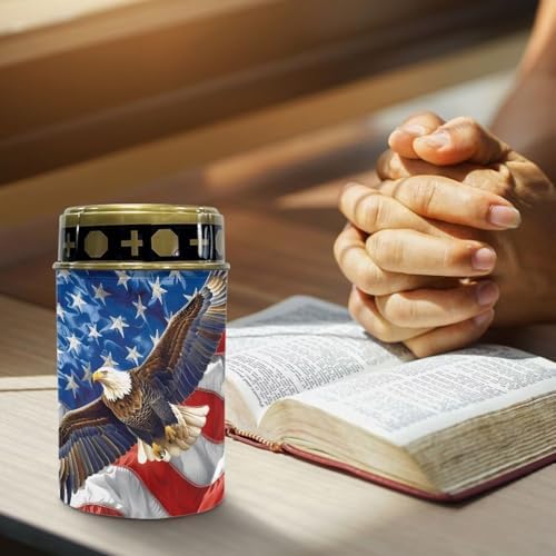 Poceacles Eagle American Flag Pattern Solar Lights Outdoor Waterproof Grave Lights for Cemetery LED Flameless Candle Cemetery Solar Pillar Candles Outdoor Decor, 6 Piece - Image 5