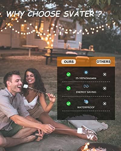 Svater Outdoor String Lights Waterproof 100 FT for Outside Patio 52 Bulbs - Image 5
