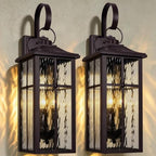 2 Pack Dusk to Dawn Outdoor Wall Lights, 23.9" Brown by Lawyettle