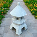 Two Pieces Pagoda with Top Change Concrete Lantern Sculpture Cement Zen Garden Decoration Two Pieces Lantern - Image 7