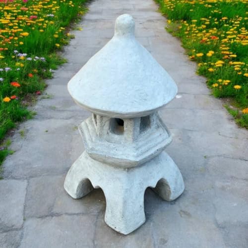 Two Pieces Pagoda with Top Change Concrete Lantern Sculpture Cement Zen Garden Decoration Two Pieces Lantern - Image 7