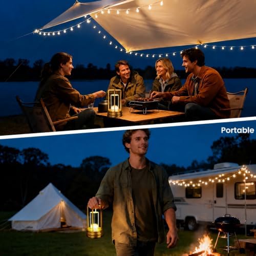 Cordless Outdoor Table Lamp, Rechargeable LED Patio Lamp, Dimmable, Gold - Image 4