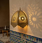 Moroccan Brass Wall Lamp Sconce Home Decor, Handmade Lighting Copper Metal Lights Turkish Lamp, Ramadan Candle Lantern, Candle Holder, Indoor Outdoor, Patio, Porch, Shelf, Garden (Atlas) - Image 3