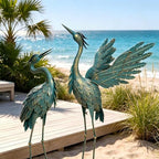 Crane Statues for Outdoor, Metal Heron Garden Statues Bird Yard Art - Image 3