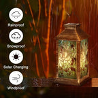 Solar Lantern Stained Glass Window Outdoor Garden Hanging Lantern Waterproof Solar Powered Lighting Outside Table Lamp for Patio Deck Yard Camping Beach House Decor, 1 Pack - Image 5