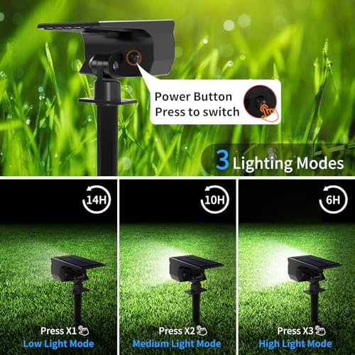 Tadyreal Solar Spot Lights Outdoor 6 Pack, [46 LED/3 Modes] Solar Landscape Spotlights Waterproof, 2-in-1 Auto On/Off Solar Powered Lights for Outside Yard Garden Wall Pathway(Cool White) - Image 6