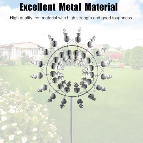 Magical Metal Windmill, Garden Spinners Outdoor, Wind Spinners Outdoor, 360° Metal Windmill for Yard Garden, Wind Powered Sculptures and Spinners for Decor (1Pcs Silver Windmill) - Image 4