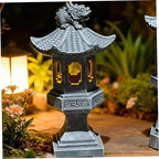 Pagoda Garden Statue, Resin Solar Japanese Pagoda Lantern, Decorative Zen Garden Landscape for Yard Patio Lawn, Style1, Decoración al aire Libre by Unknown