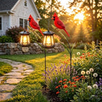 Cardinal Solar Light—A Beautiful Garden Light that Feels Full of Life, Metal Stake Yard Garden Decor Art Figurine Waterproof LED Lights Gifts for Mom Grandma Women for Patio Lawn Porch (2pc) by Unknown