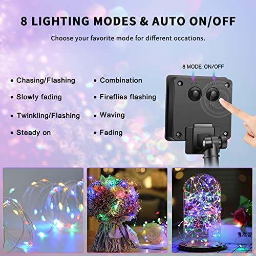 JMEXSUSS 4 Pack Solar Fairy Lights, Each 33ft 100 LED, Multicolored - Image 5