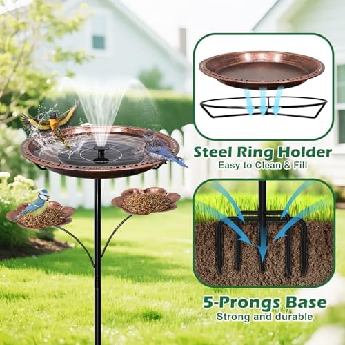 Bird Bath for Outside,Birdbaths with 2 Detachable Flower Feeders - Image 5