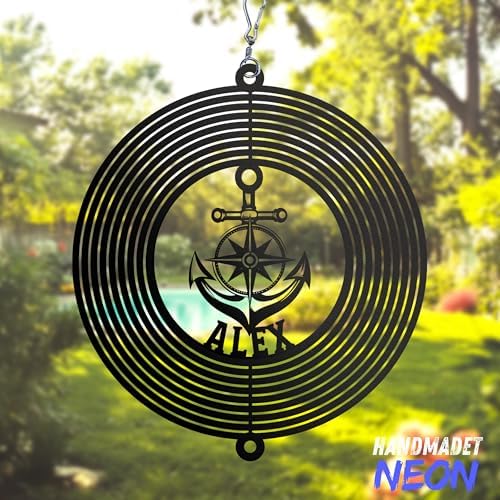 Personalized Ballerina Dancer Wind Spinner Sublimation Custom Name Ballet Dance Metal Art Laser Cut Design 3D Decor for Garden Yard Outdoor Indoor Patio Lawn Porch Girl Woman Gifts (Anchor Geometric) - Image 4