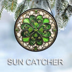 Stained Glass Window Hanging Lucky Clover Suncatcher Gift for Mom 15" - Image 4