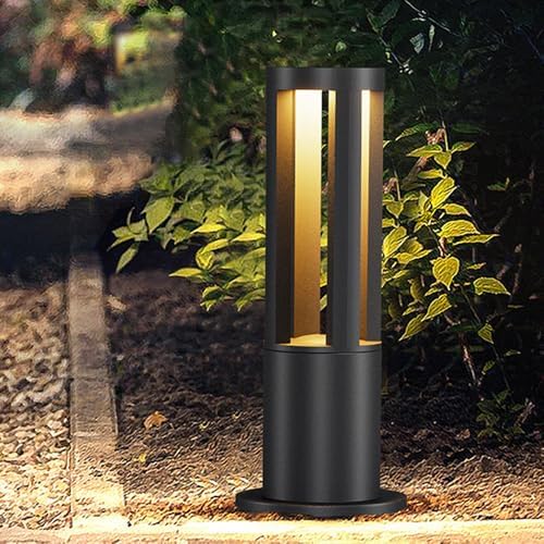 Landscape Path Light Waterproof Bollard Lighting Modern Outdoor Cylindrical Path Light Waterproof Driveway Lamps Hare Wired Landscape Lighting Outside 3000K LED Bollard Lamp For Garden Yard Patio Lawn by SUSSLILighting