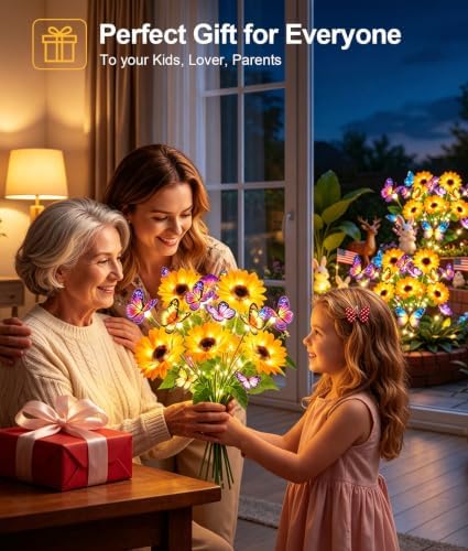 KOOPER Solar Garden Lights Outdoor 3 Pack, 9 Sunflowers & 12 Butterflies - Image 6