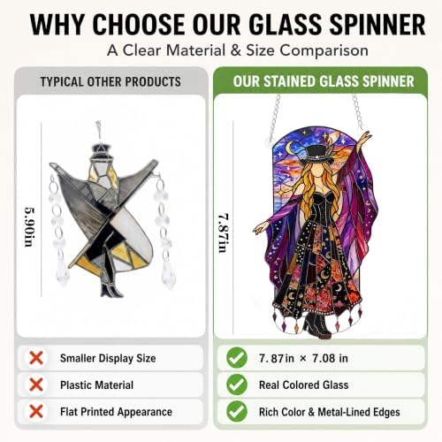 Handmade Stained Glass Wind Spinner, Dancing Lady Window Suncatcher,Model B - Image 4
