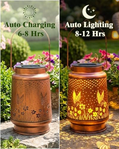 DIBIEECN Birthday Gifts for Women, Solar Lanterns, Hummingbird, 2 Pack - Image 3