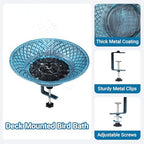 12.6" Solar Bird Bath for Deck Railing, Detachable Metal Bird Bath Bowl - Image 3