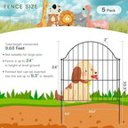 Garden Fence Panels, 24in H x 9.68ft L, 5 Panels with Gate Rust-Resistant Decorative Garden Fence, No Dig Small Garden Fence, Animal Barrier Fence for Garden Yard Flower Bed Patio Outdoor - Image 2
