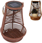 Dpofirs Hanging Rattan Lantern, Outdoor Solar Light Planter, Water Proof PC Rattan Outdoor Lantern with LED Lighting, for Garden Terrace Balcony Yard (Dark Brown) - Image 6