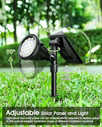 DBF Solar Outdoor Lights, 600LM Solar Spot Lights Outdoor Waterproof with 2 Lighting Modes, Adjustable Head & Solar Panel Landscape Spotlights for Flag Garden Yard Driveway Patio(Cool White, 4 Pack) - Image 5