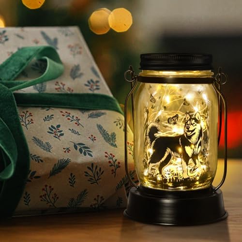 kyoryuger Alaskan Malamute Gifts for Women/Men, Pet Solar Lanterns Alaskan Malamute Dog Lover Lantern Pet Loss Dog Memorial Lights Solar Garden Decoration for Yard,Patio,Torches Lights Home Decor - Image 5