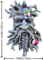 Whimsical Tree Face Garden Decoration ，Tree Faces Decor Outdoor Wallmounted Statue Art with Leaf Features, Outdoor Decor Garden Accessory (Green) - Image 3
